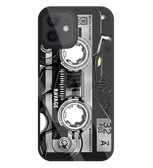 Microcassette Glass Case For Apple iPhone 12