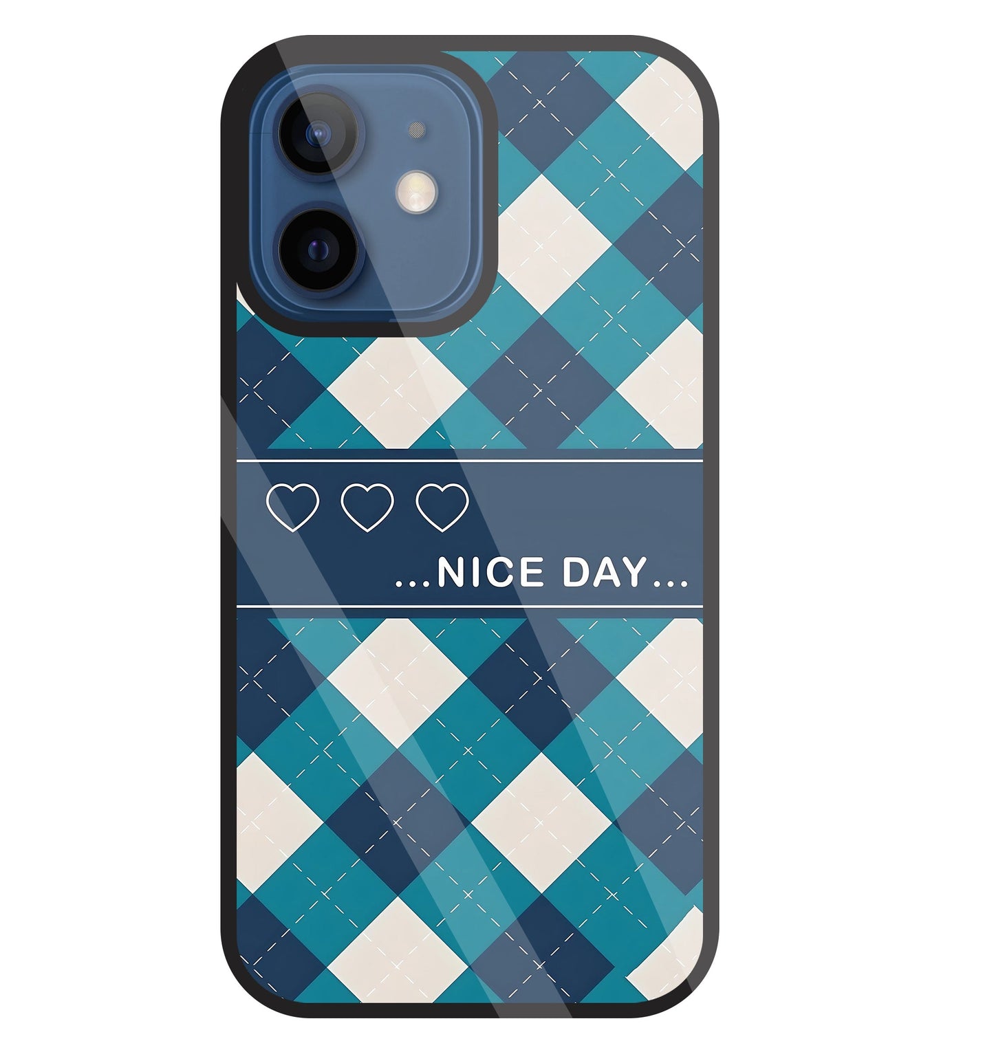 Argyle sweater pattern Glass Case For Apple iPhone 12 Mini
