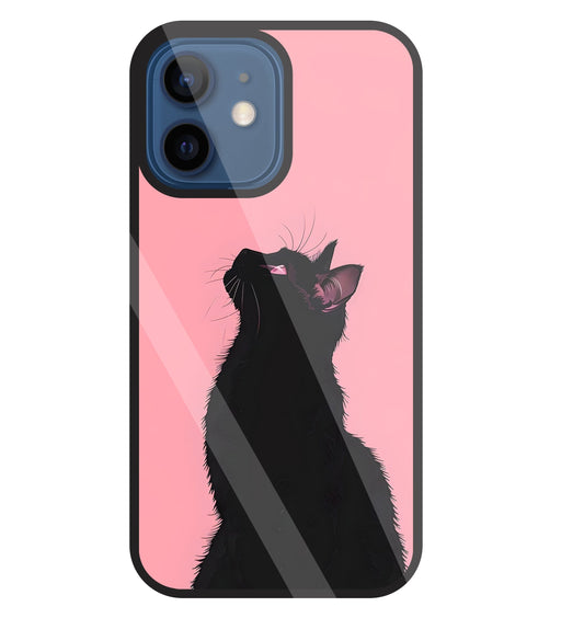 Black Cat Glass Case For Apple iPhone 12 Mini