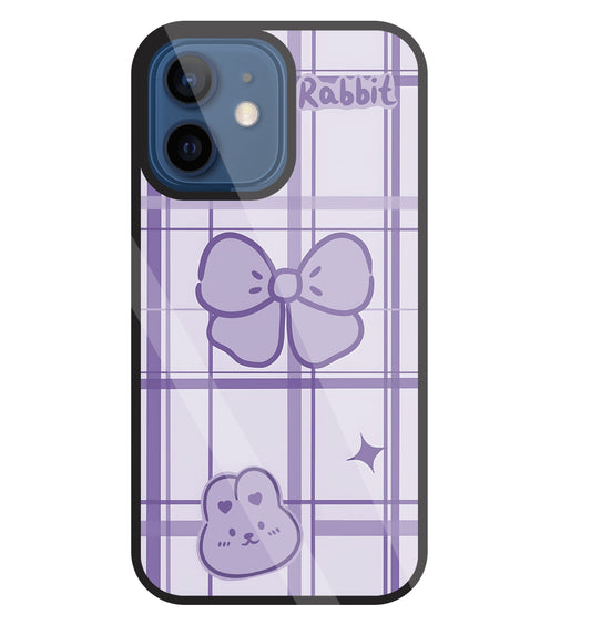 Butterfly Checked Pattern Glass Case For Apple iPhone 12 Mini