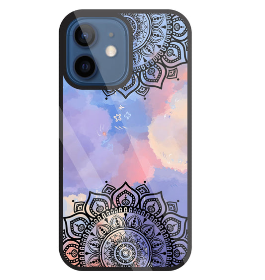 Colorful Mandala Pattern Glass Case For Apple iPhone 12 Mini