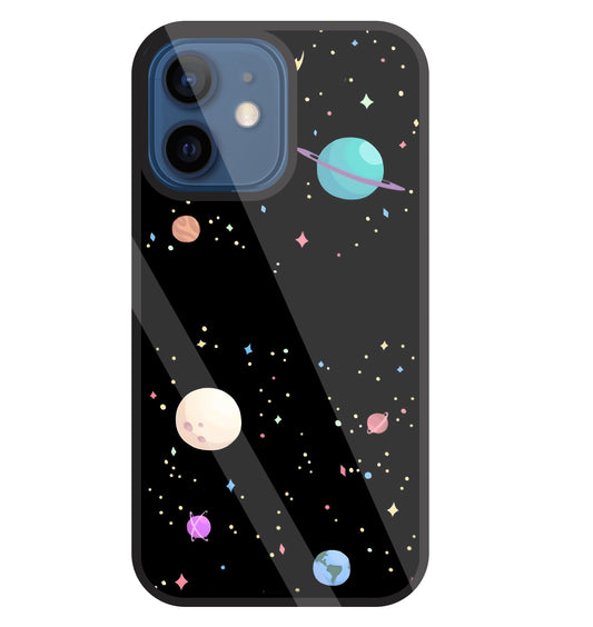 Colorful Space Glass Case For Apple iPhone 12 Mini