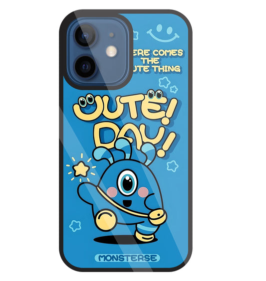 Cute Day! Monsterse Blue Glass Case For Apple iPhone 12 Mini