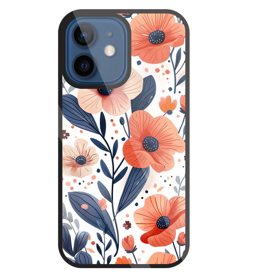 Daisy Flower Water Color Vintage Glass Case For Apple iPhone 12 Mini
