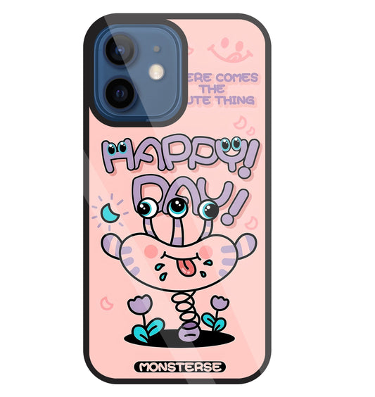 Happy Day Monsterse Pink Glass Case For Apple iPhone 12 Mini