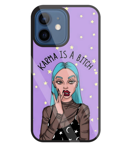 Karma is a Bitch Levender Glass Case For Apple iPhone 12 Mini