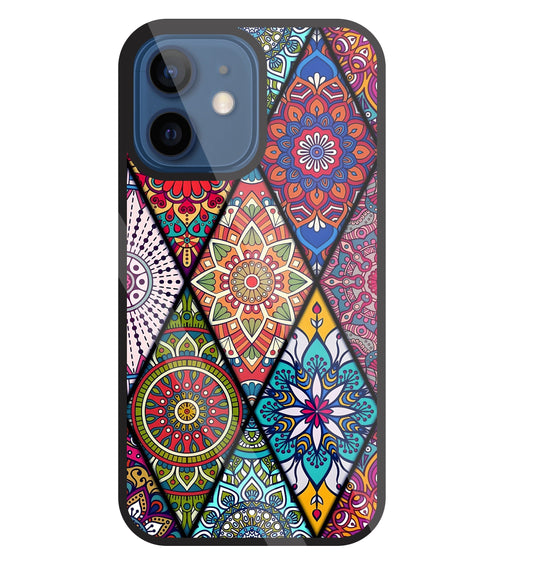 Mandala Patterns Colourful Glass Case For Apple iPhone 12 Mini