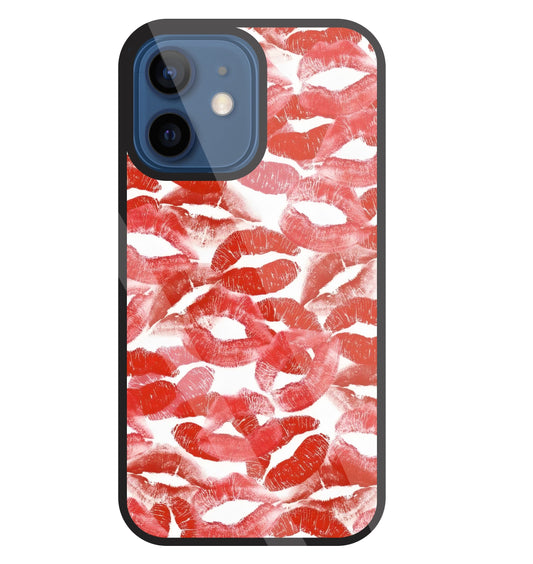 Multi Lips Kisses Glass Case For Apple iPhone 12 Mini