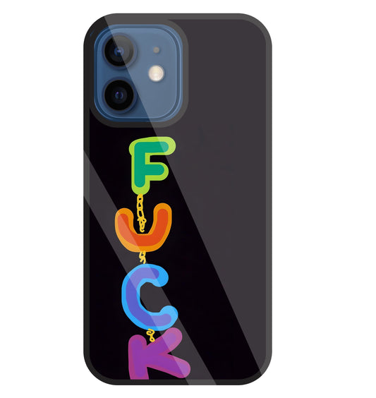 Multicolor Fuck Glass Case For Apple iPhone 12 Mini