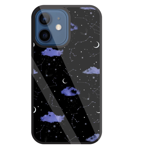 Night Sky Constellations and Stars Glass Case For Apple iPhone 12 Mini
