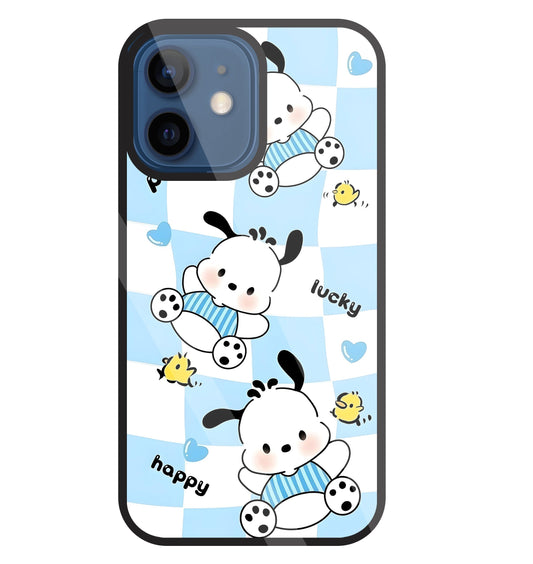 Pochacco Puppy Blue Glass Case For Apple iPhone 12 Mini