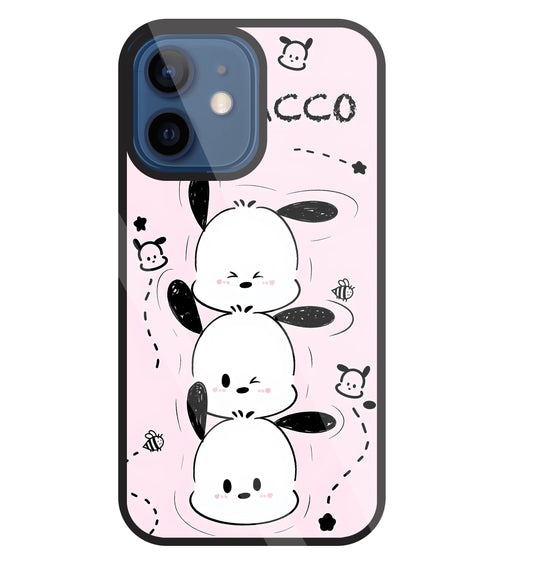 Pochacco Puppy Pink Glass Case For Apple iPhone 12 Mini