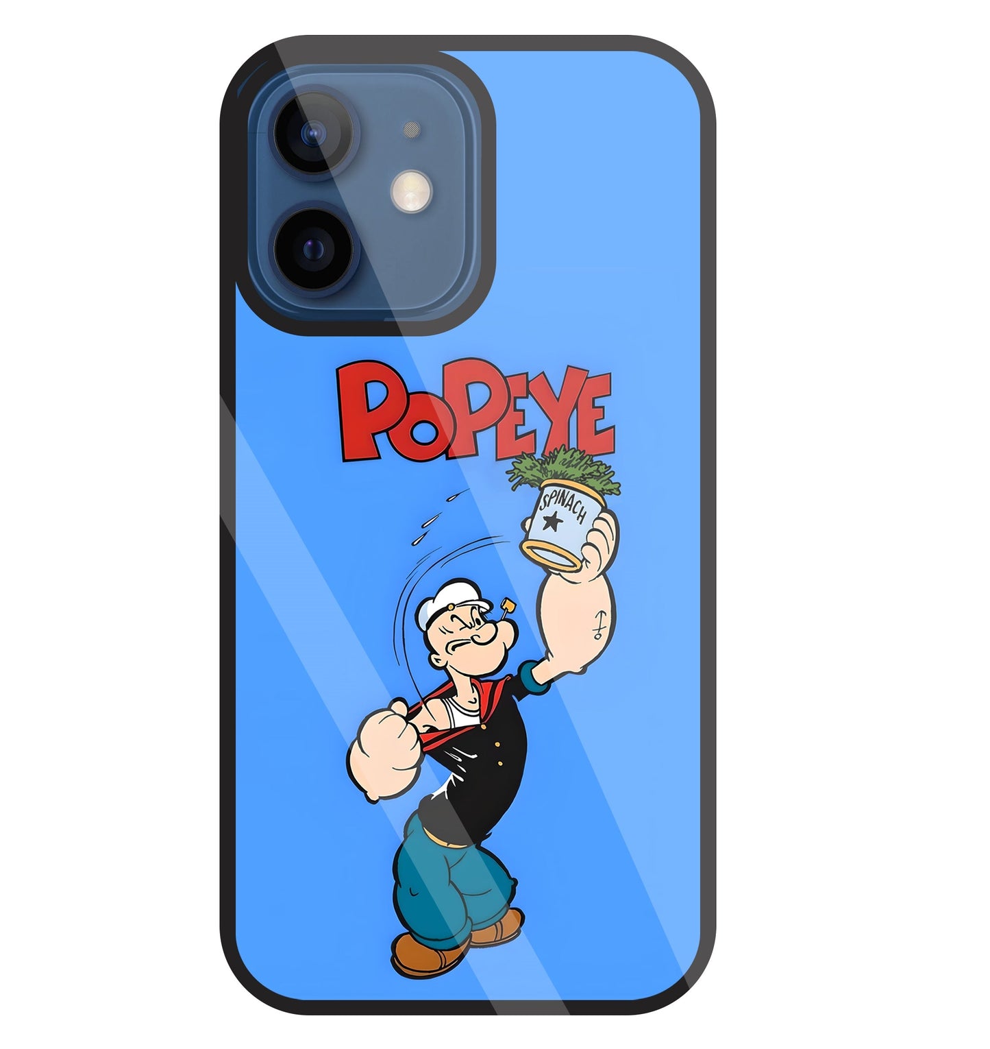Popey In Blue Glass Case For Apple iPhone 12 Mini