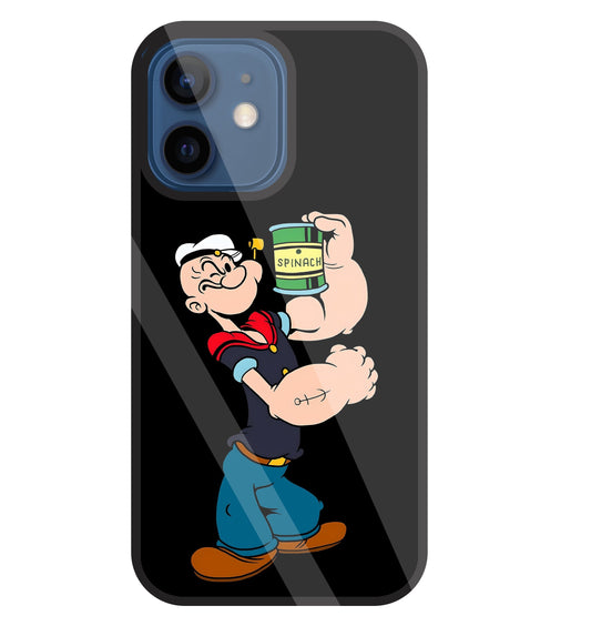 Popeye Spinach Glass Case For Apple iPhone 12 Mini