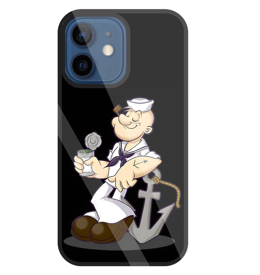 Popeye The Sailor Glass Case For Apple iPhone 12 Mini