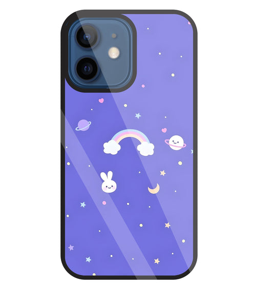 Rainbow with stars Glass Case For Apple iPhone 12 Mini