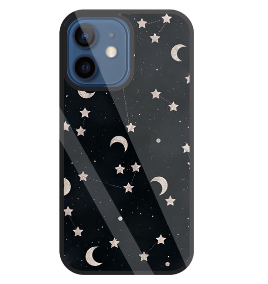 Star And Hulf Moon Space Glass Case For Apple iPhone 12 Mini