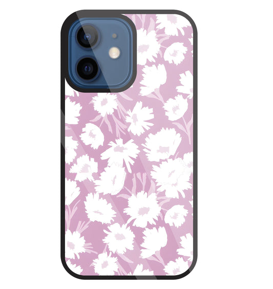 White Sunflower Glass Case For Apple iPhone 12 Mini