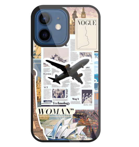 Woman Aeroplane Glass Case For Apple iPhone 12 Mini