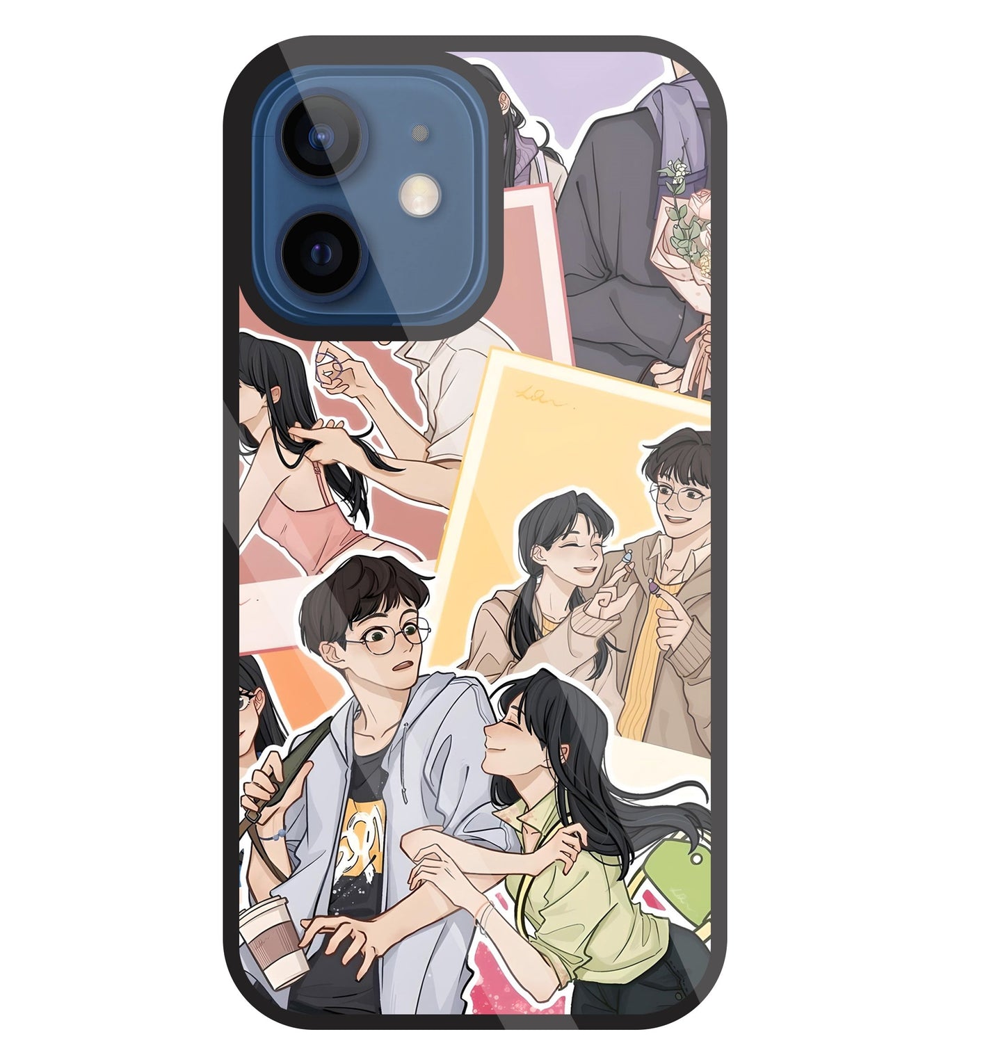 Korean Couples Glass Case For Apple iPhone 12 Mini