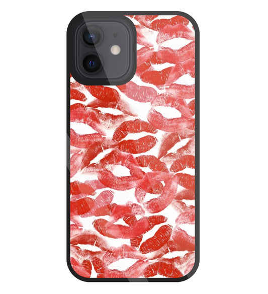 Multi Lips Kisses Glass Case For Apple iPhone 12