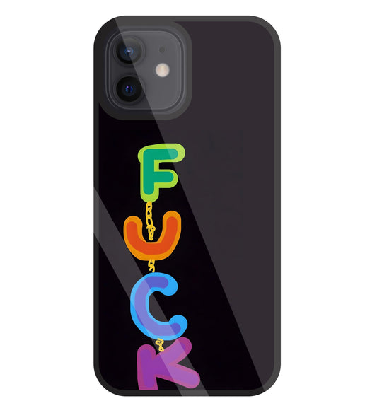 Multicolor Fuck Glass Case For Apple iPhone 12