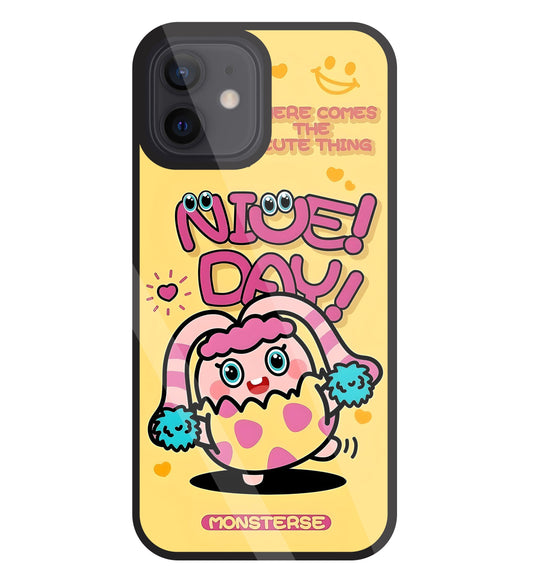 Nice Day Monsterse Yellow Glass Case For Apple iPhone 12