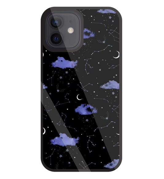 Night Sky Constellations and Stars Glass Case For Apple iPhone 12