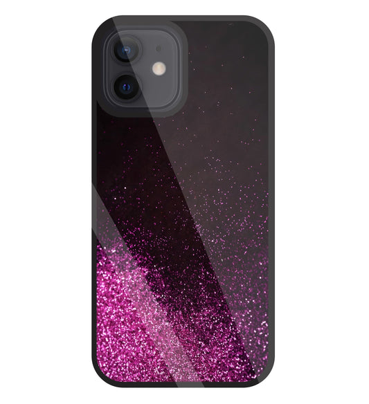 Pink Glitters Glass Case For Apple iPhone 12