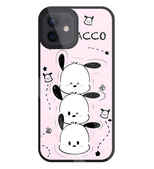 Pochacco Puppy Pink Glass Case For Apple iPhone 12
