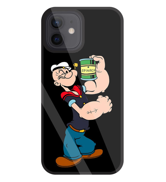 Popeye Spinach Glass Case For Apple iPhone 12