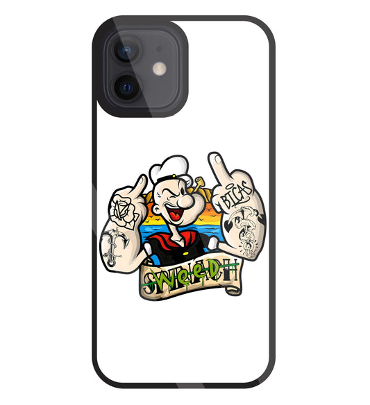 Popeye Weed Glass Case For Apple iPhone 12