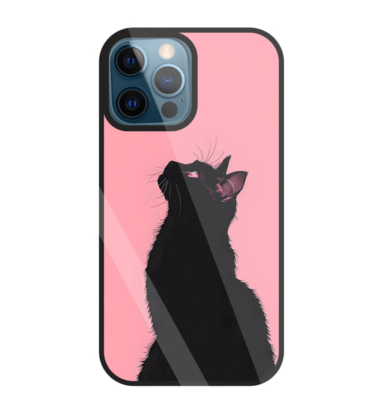 Black Cat Glass Case For Apple iPhone 12 Pro