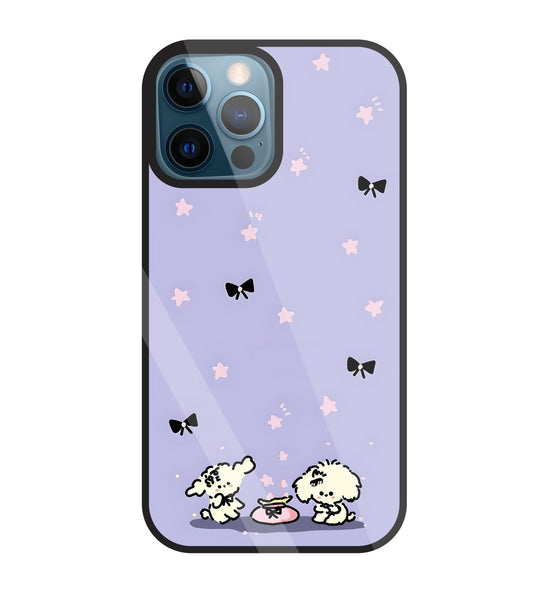 Black Ribbon With Stars Glass Case For Apple iPhone 12 Pro