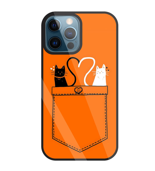 Black And White Cat In Pocket Glass Case For Apple iPhone 12 Pro