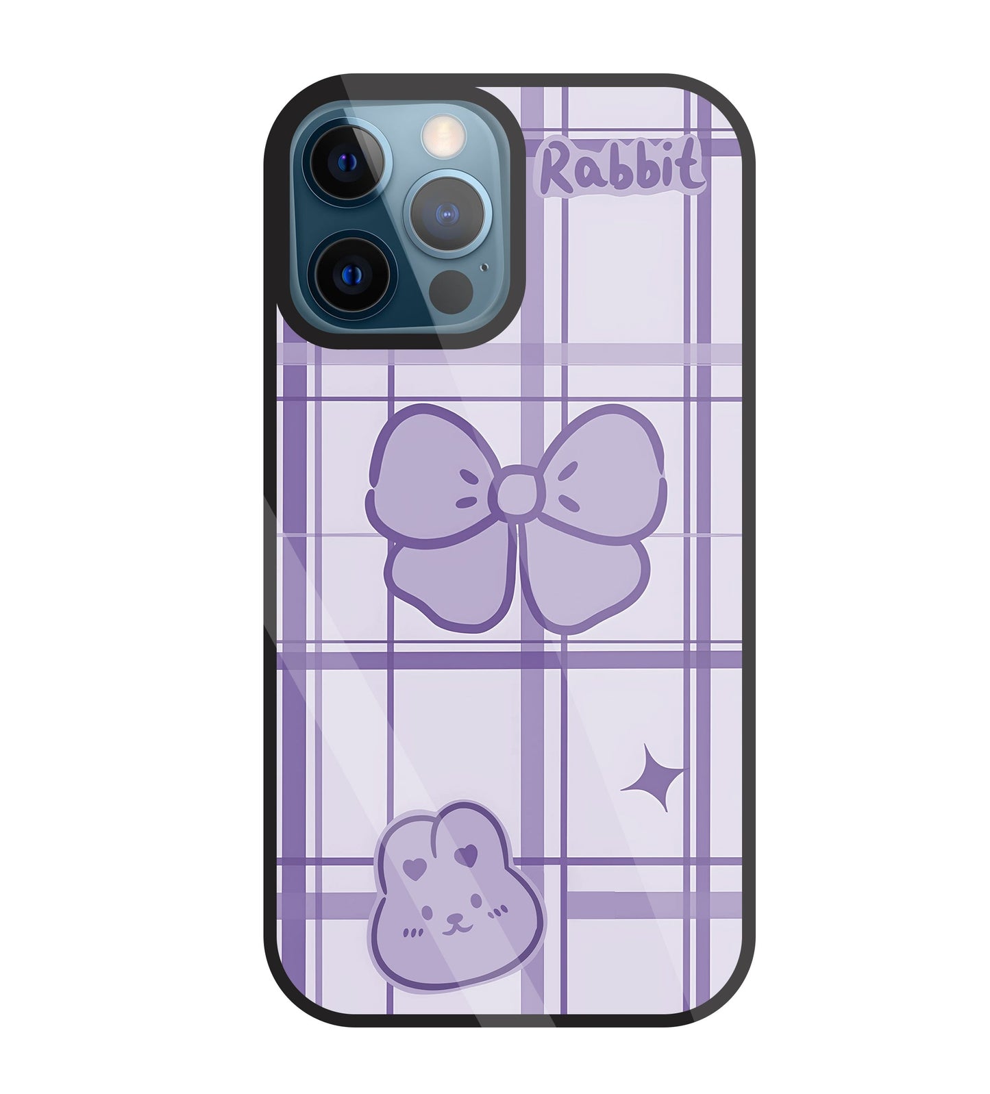 Butterfly Checked Pattern Glass Case For Apple iPhone 12 Pro