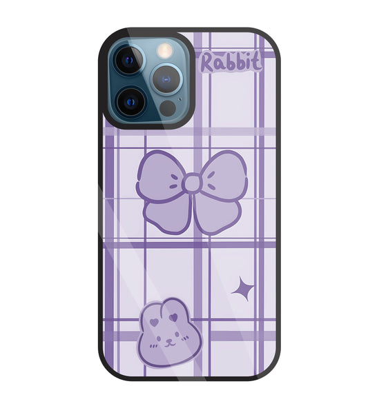 Butterfly Checked Pattern Glass Case For Apple iPhone 12 Pro