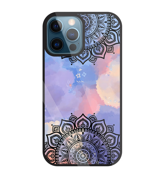 Colorful Mandala Pattern Glass Case For Apple iPhone 12 Pro