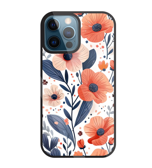 Daisy Flower Water Color Vintage Glass Case For Apple iPhone 12 Pro
