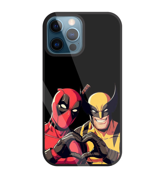 Deadpool And Wolverine Glass Case For Apple iPhone 12 Pro