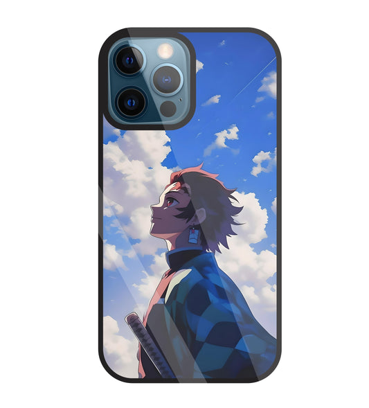 Demon Slayer-Tanjiro Kamado Glass Case For Apple iPhone 12 Pro
