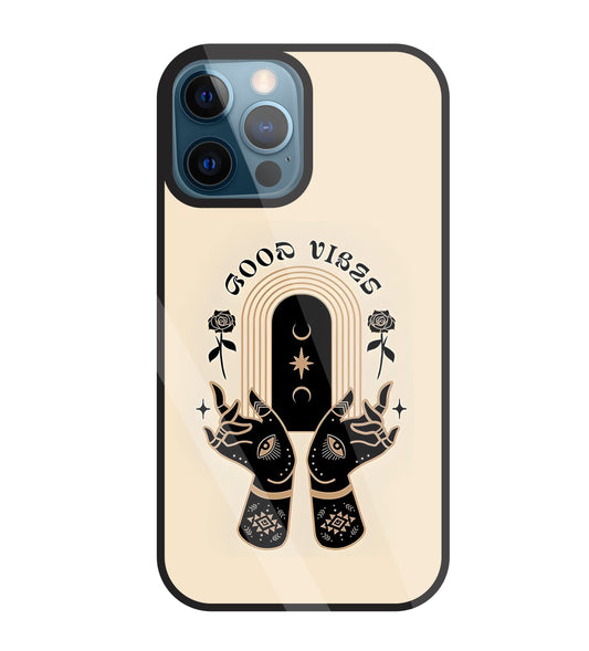 Good Vibes Hands Glass Case For Apple iPhone 12 Pro