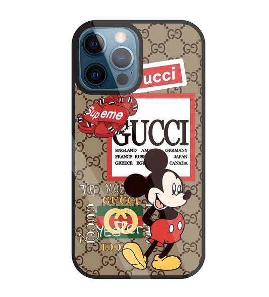 Gucci Mickey Glass Case For Apple iPhone 12 Pro