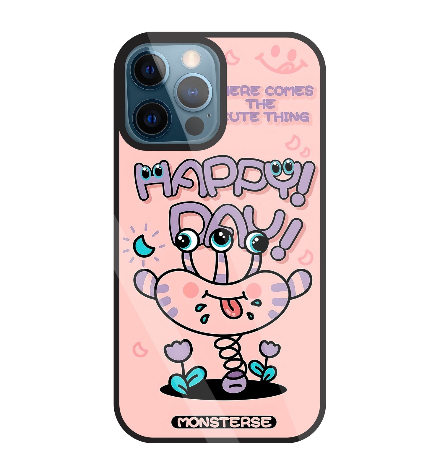 Happy Day Monsterse Pink Glass Case For Apple iPhone 12 Pro