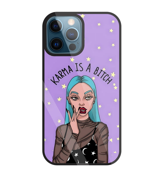 Karma is a Bitch Levender Glass Case For Apple iPhone 12 Pro