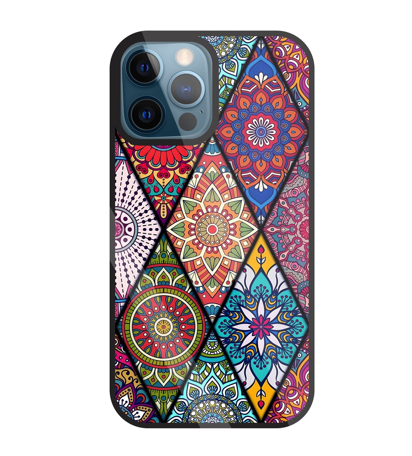 Mandala Patterns Colourful Glass Case For Apple iPhone 12 Pro