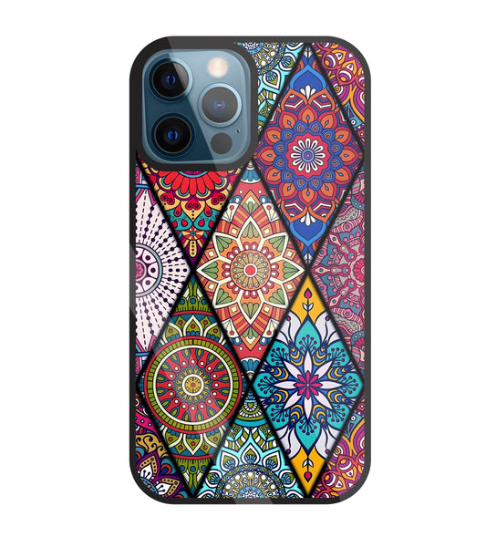 Mandala Patterns Colourful Glass Case For Apple iPhone 12 Pro