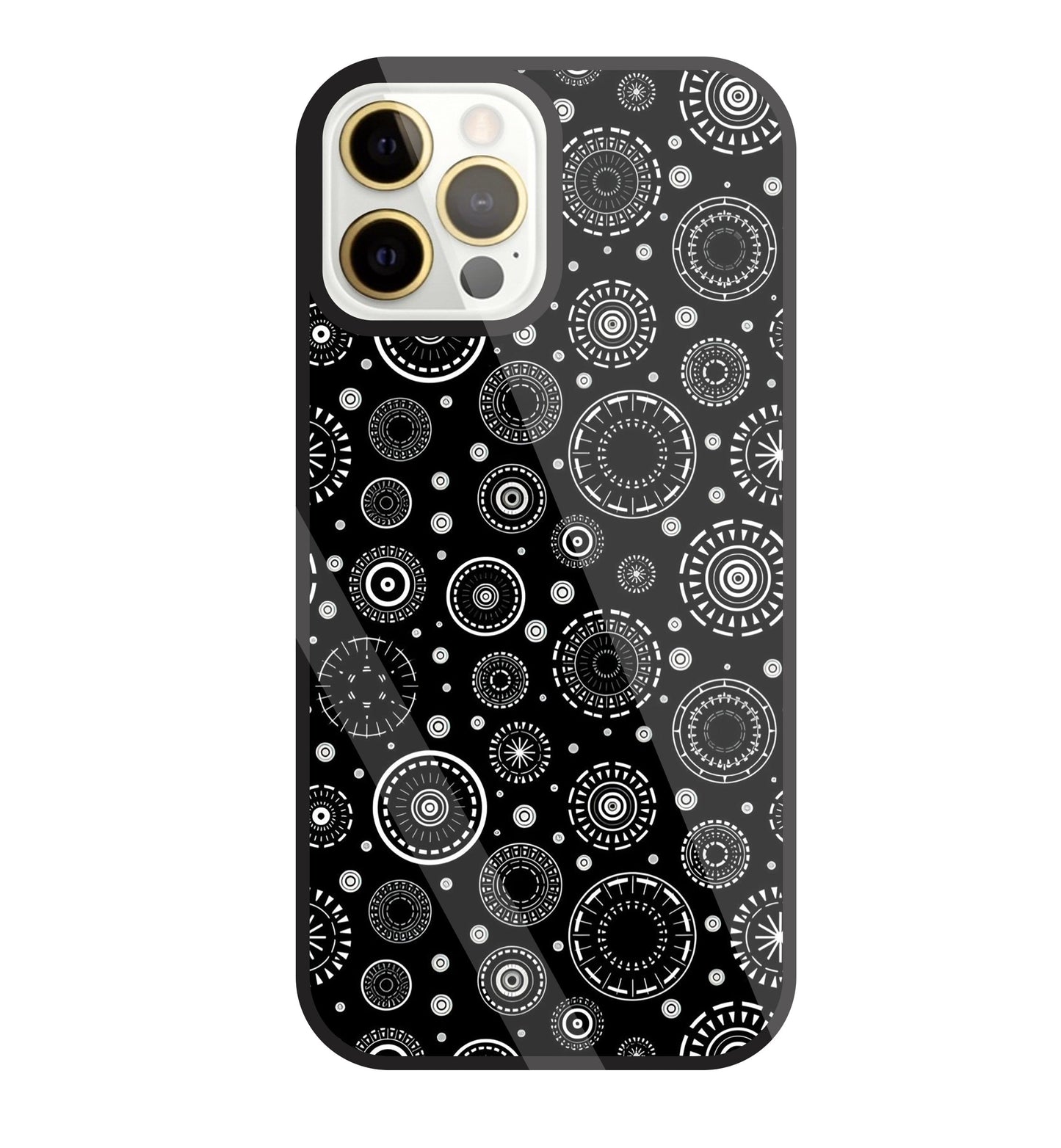 Black Circle Pattern Glass Case For Apple iPhone 12 Pro Max