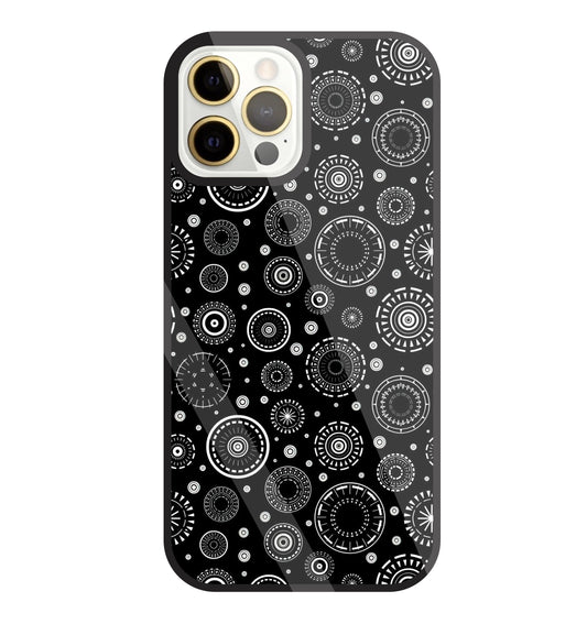 Black Circle Pattern Glass Case For Apple iPhone 12 Pro Max