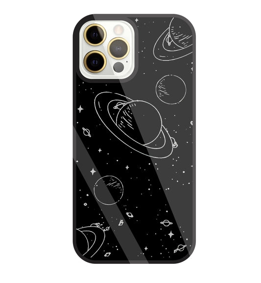 Black And White Space Glass Case For Apple iPhone 12 Pro Max